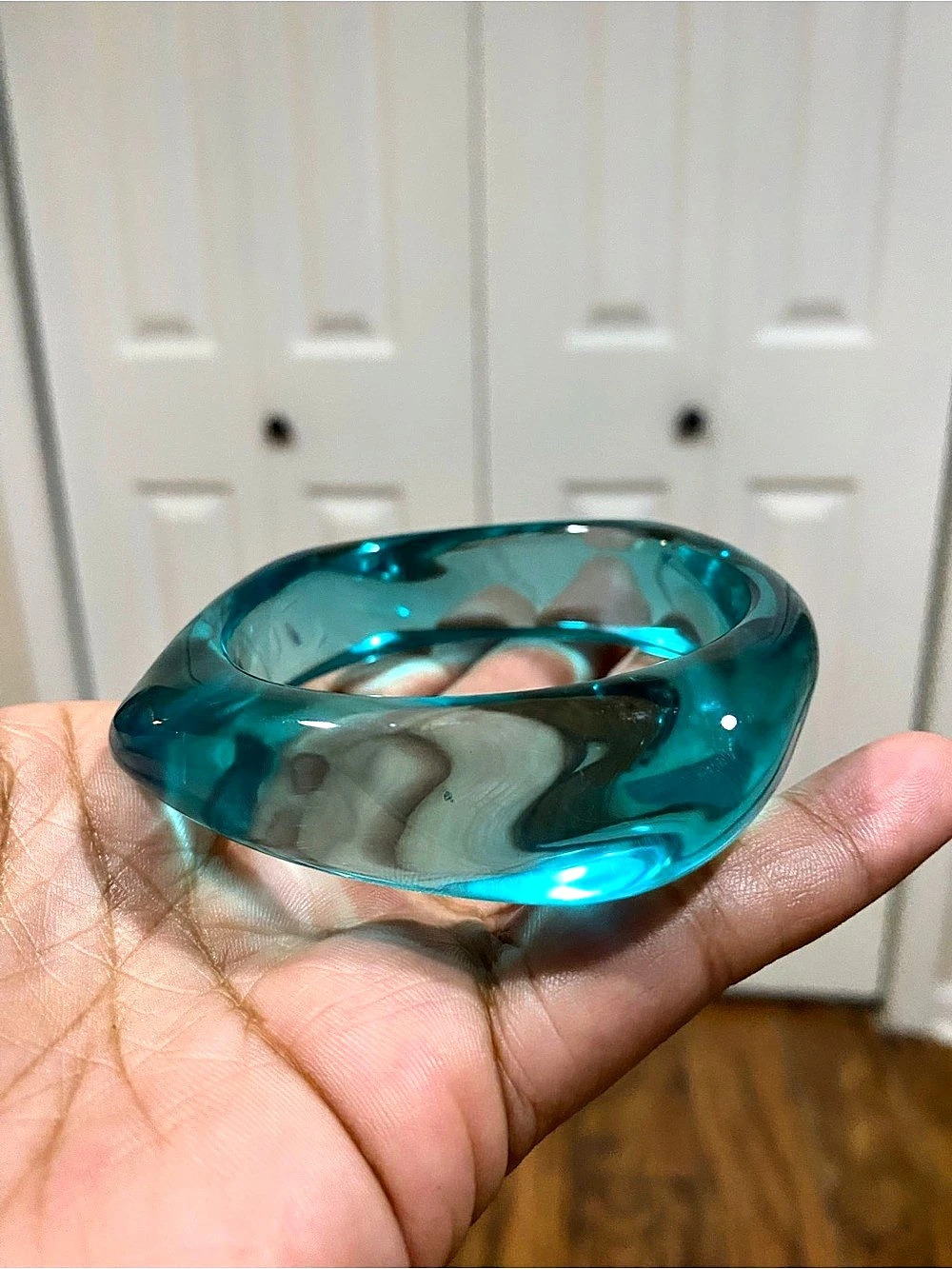 Blue Resin/Acrylic Bangle Bracelet